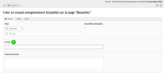 Le titre d'une actualité est un champ obligatoire.