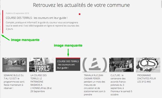 Image manquante sur une actualité en vue liste "Carrousel v1"